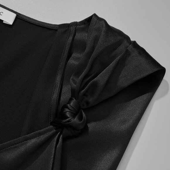 CHICJOC Minimalist Black Knotted-Strap Dress – Size 38 - Picture 11 of 13